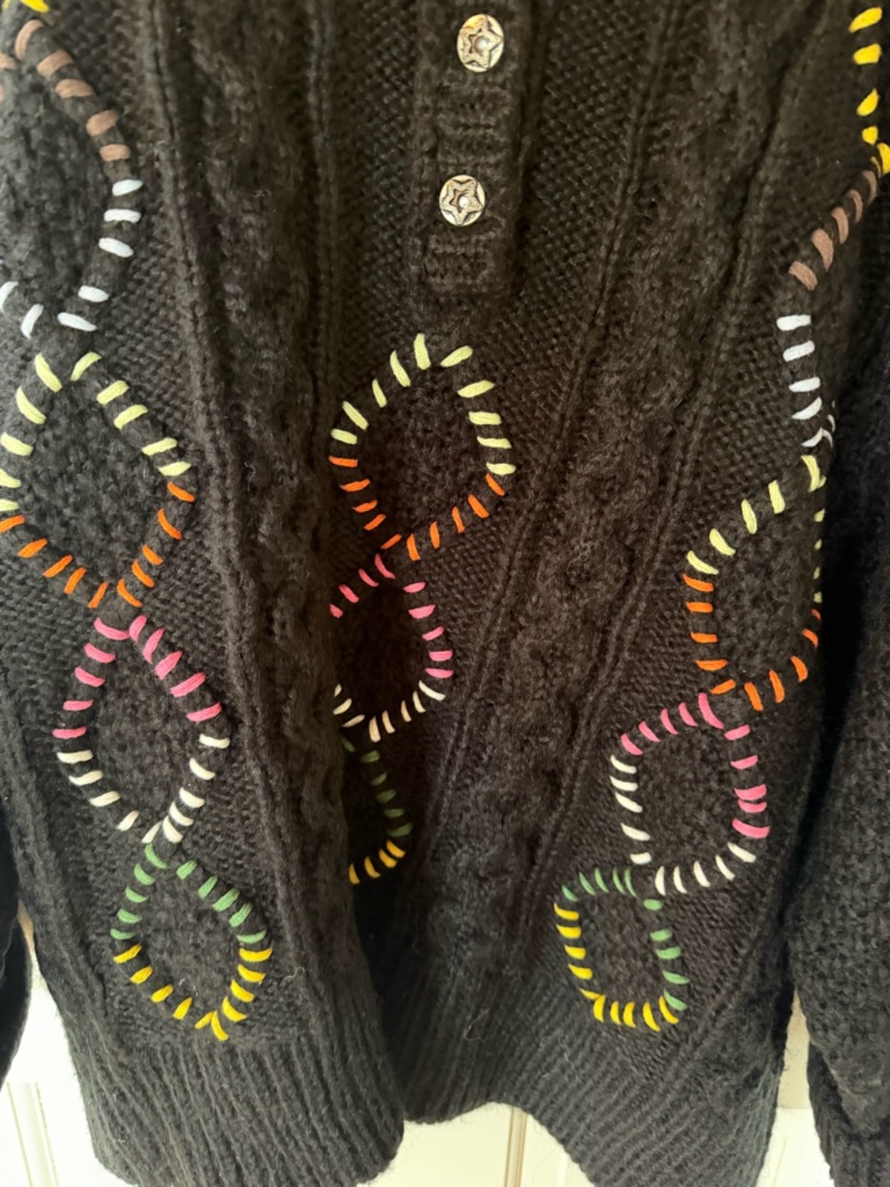 POL Black Multicolor Stitch Cable-Knit Women's Sweater - NWOT - Picture 3 of 6